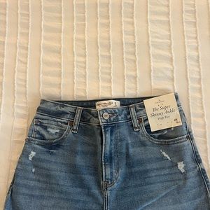 Abercrombie and Fitch super skinny high rise medium wash denim jeans